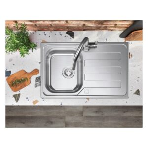 Clearwater Kudos Single Bowl 790x500mm Stainless Steel Sink with Drainer