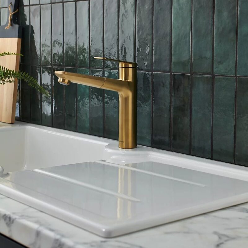 Clearwater Levant Kitchen Sink Mixer Tap with Pull-Out Brushed Brass