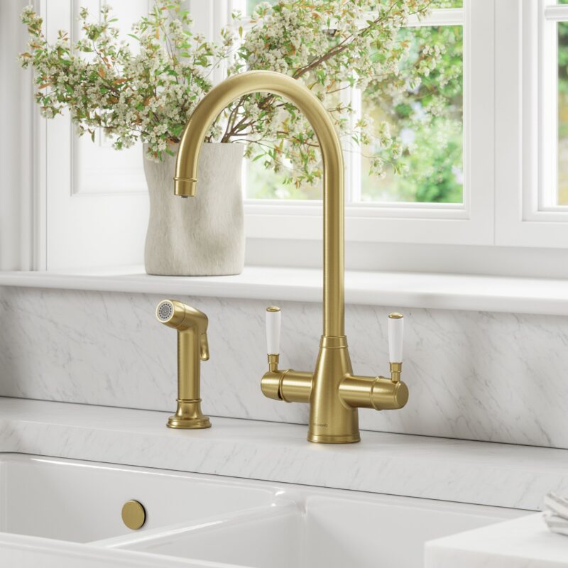 Clearwater Longdon 4 in 1 Brushed Brass Kettle Tap with Rinse