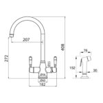 Clearwater Longdon 4 in 1 Brushed Brass Kettle Tap with Rinse