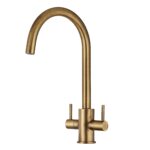 Clearwater Loreto Twin Lever Kitchen Sink Mixer Tap Patinated Brass