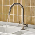 Clearwater Loreto Twin Lever Pull-Out Sink Mixer Tap Brushed Nickel