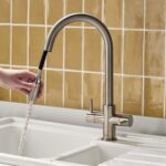 Clearwater Loreto Twin Lever Pull-Out Sink Mixer Tap Brushed Nickel