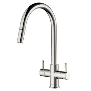 Clearwater Loreto Twin Lever Pull-Out Kitchen Sink Mixer Tap Chrome