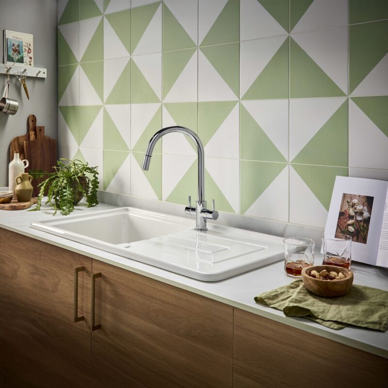 Clearwater Loreto Twin Lever Pull-Out Kitchen Sink Mixer Tap Chrome
