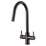 Clearwater Loreto Twin Lever Pull-Out Kitchen Sink Mixer Tap Matt Black
