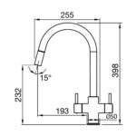 Clearwater Loreto Twin Lever Pull-Out Kitchen Sink Mixer Tap Matt White