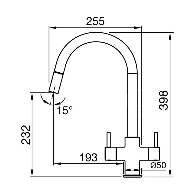 Clearwater Loreto Twin Lever Pull-Out Kitchen Sink Mixer Tap Matt White