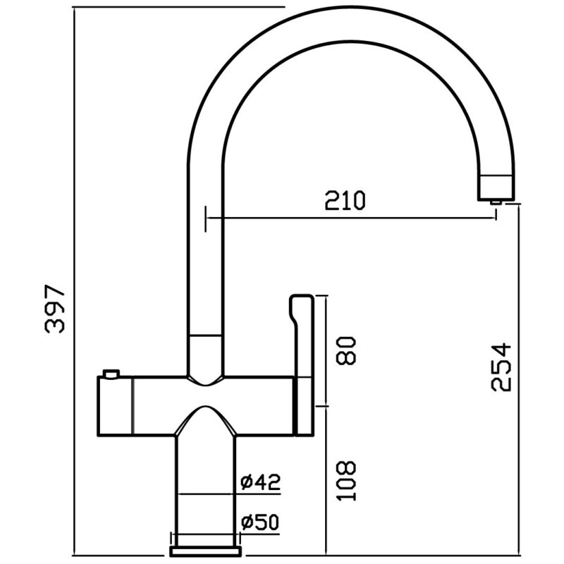 Clearwater Magus C Spout 3 In One Hot Water Kitchen Tap Brass
