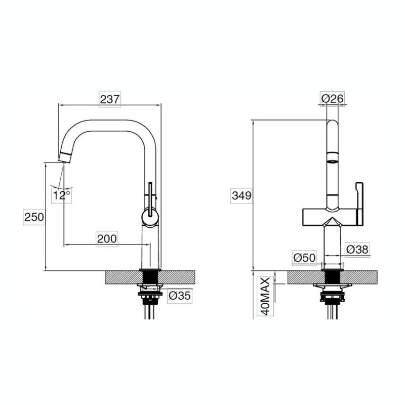 Clearwater Mariner Cold Filter Water & Kitchen Mixer Tap Brass