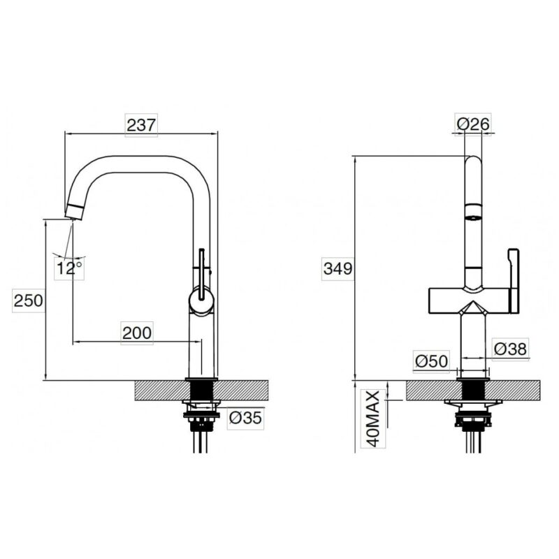 Clearwater Mariner Cold Filter Water & Kitchen Mixer Tap Matt Black