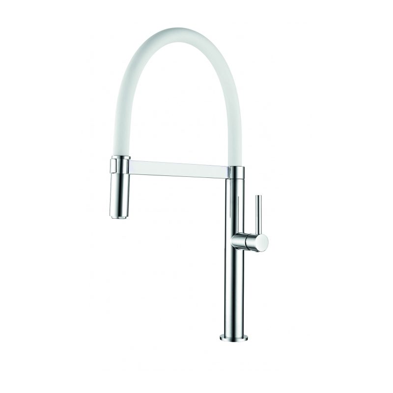 Clearwater Meridian Sink Mixer with Silicon Spout Brushed/White