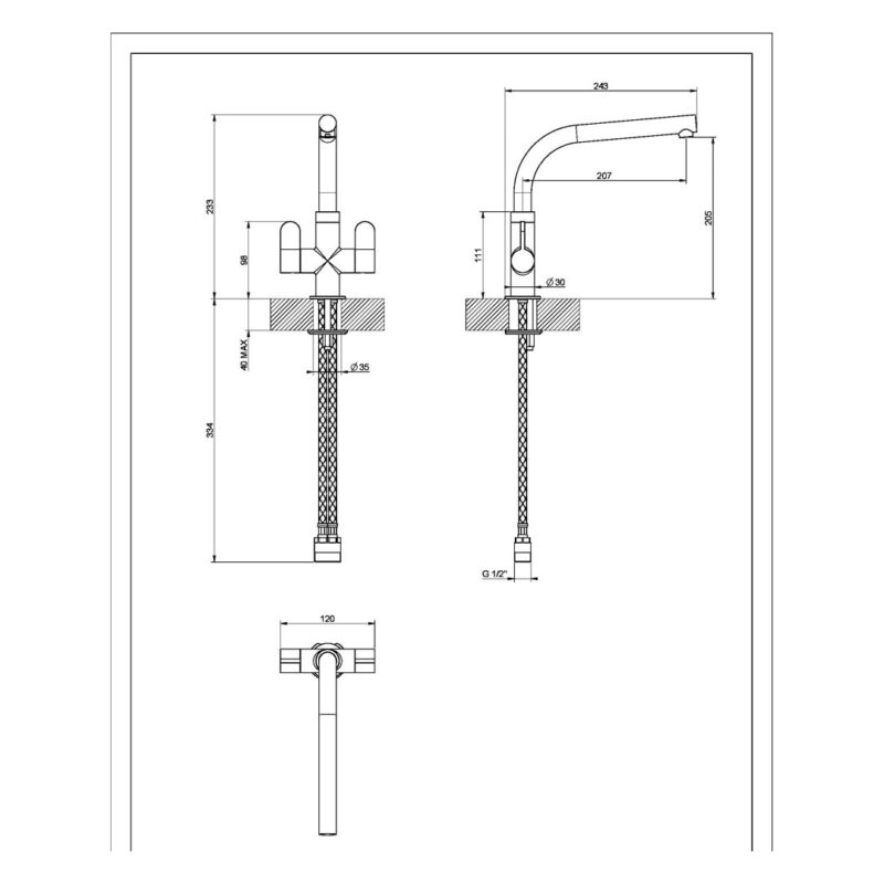 Clearwater Miram Mono Sink Mixer Tap Brushed Nickel / Polar