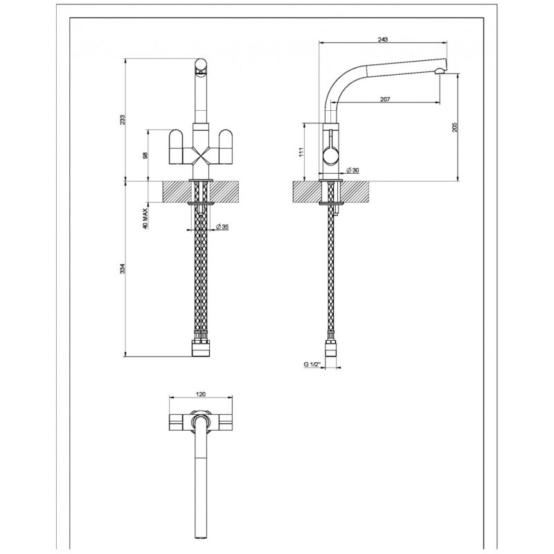 Clearwater Miram Kitchen Sink Mixer Tap Croma Grey/Chrome