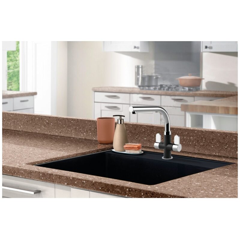 Clearwater Miram Kitchen Sink Mixer Tap Granite Onyx/Chrome