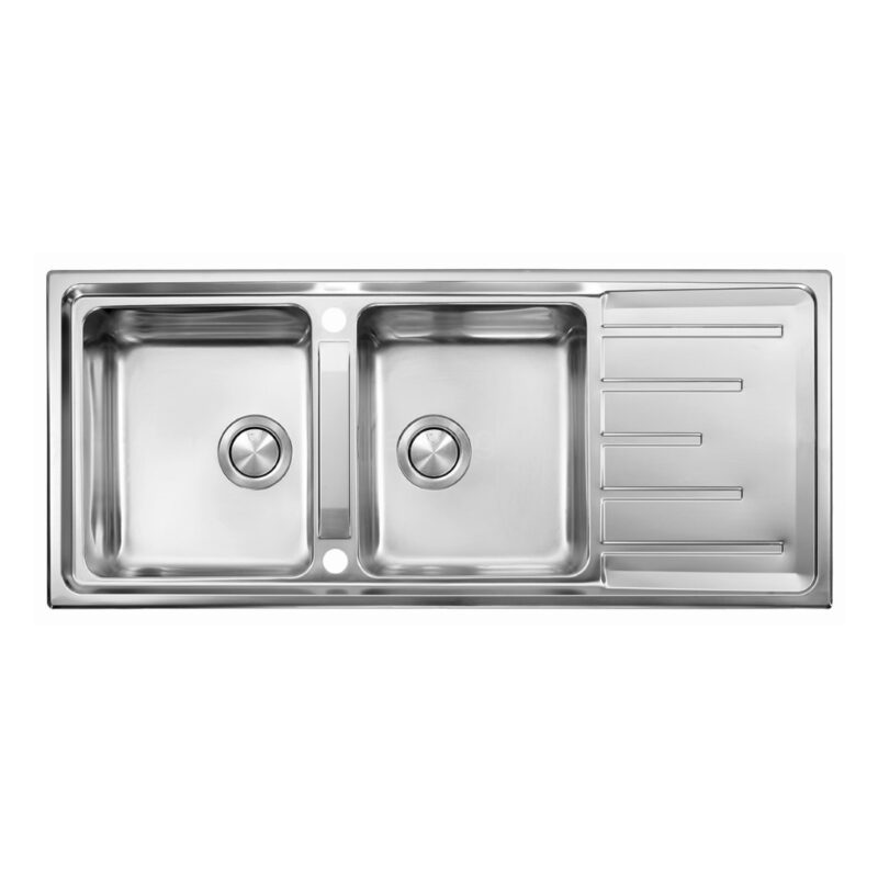 Clearwater Monza Double Bowl 1160x500mm Stainless Steel Sink with Drainer