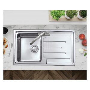 Clearwater Monza Single Bowl 860x500mm Stainless Steel Sink with Drainer