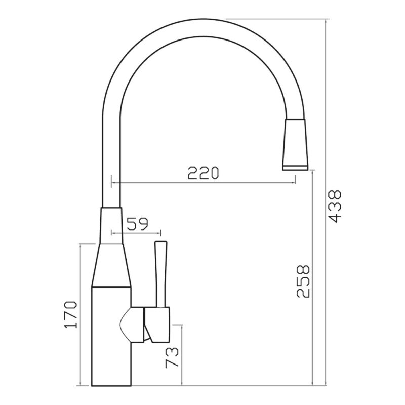 Clearwater Morpho Kitchen Sink Mixer Tap Matt Black/Black Hose