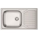 Clearwater Okio 1 Bowl Inset Steel Kitchen Sink with Drainer 860x500mm