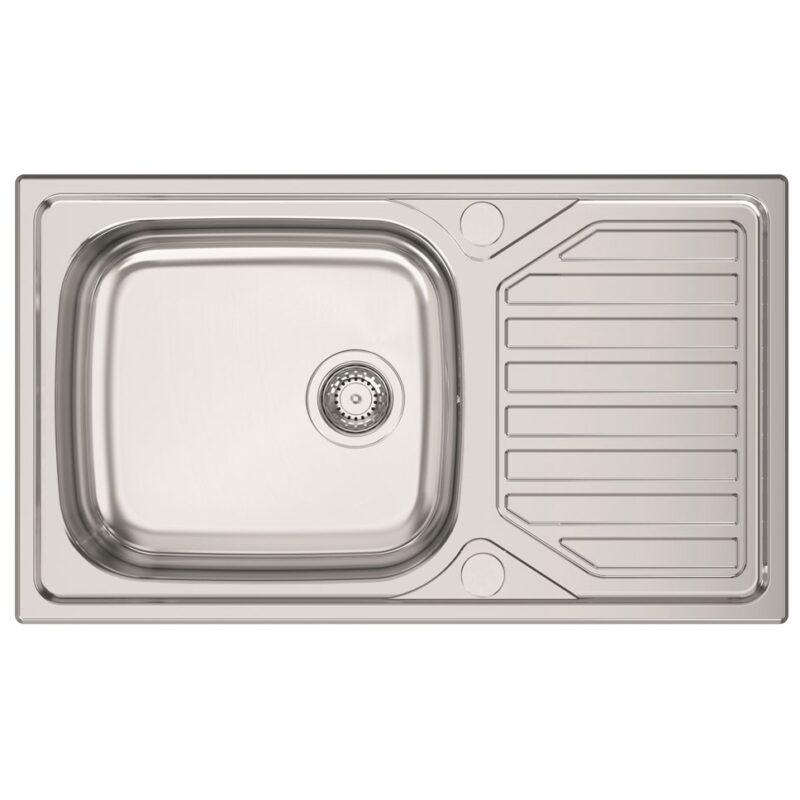 Clearwater Okio 1 Bowl Inset Steel Kitchen Sink with Drainer 860x500mm Clearwater Okio 1 Bowl Inset Steel Kitchen Sink with Drainer 860x500mm