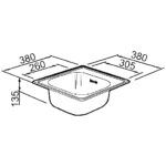 Clearwater Pio Bar 1 Bowl Inset Steel Kitchen Sink 380x380mm