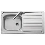 Clearwater Contract 1 Bowl Inset Steel Kitchen Sink with Drainer 950x500mm