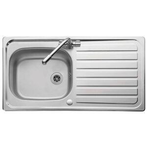 Clearwater Contract 1 Bowl Inset Steel Kitchen Sink with Drainer 950x500mm