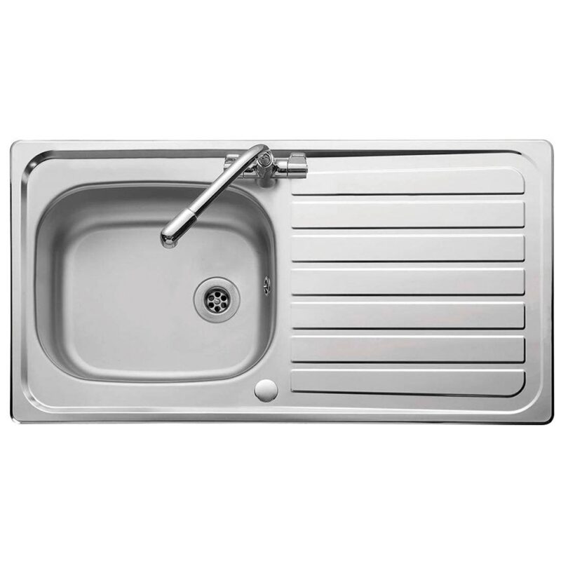 Clearwater Contract 1 Bowl Inset Steel Kitchen Sink with Drainer 950x500mm
