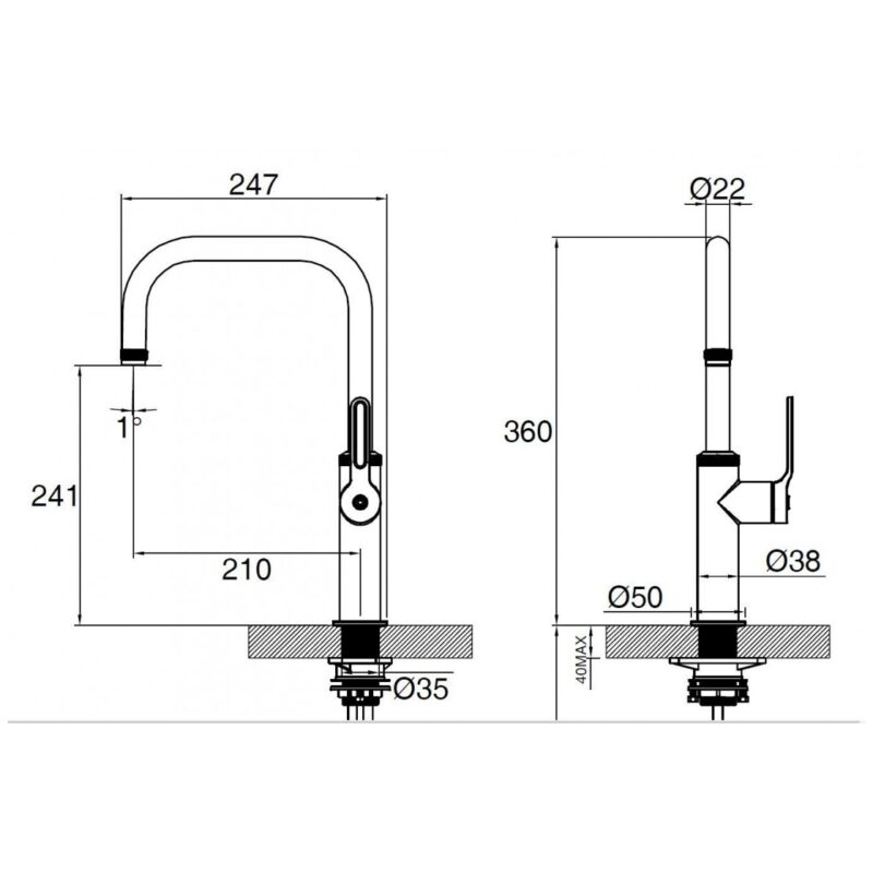 Clearwater Pioneer Single Lever Kitchen Sink Mixer Tap Brushed Nickel