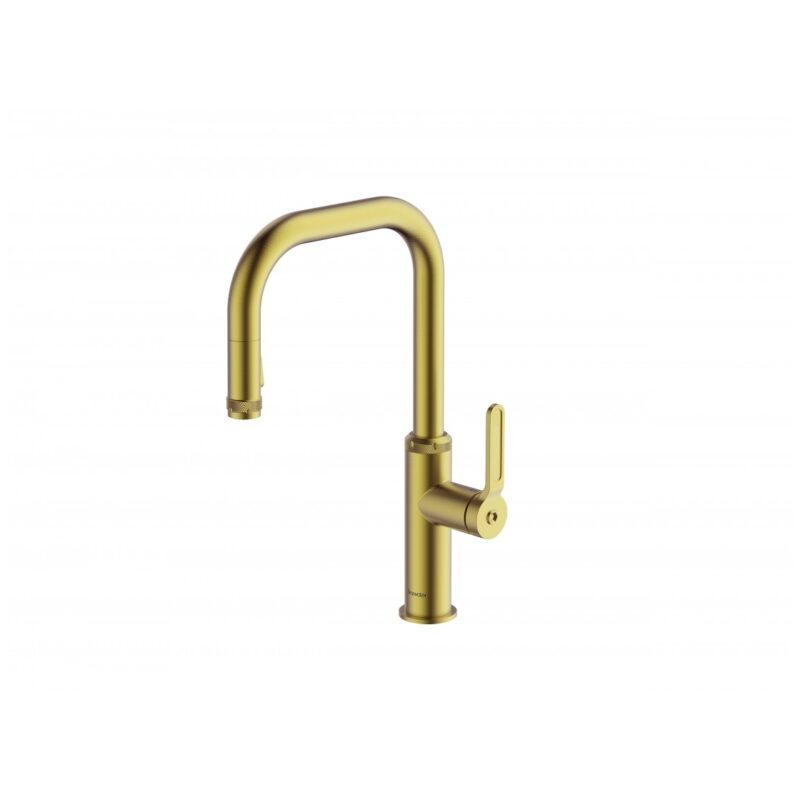 Clearwater Pioneer Kitchen Sink Mixer with Pull Out Spray Brushed Brass