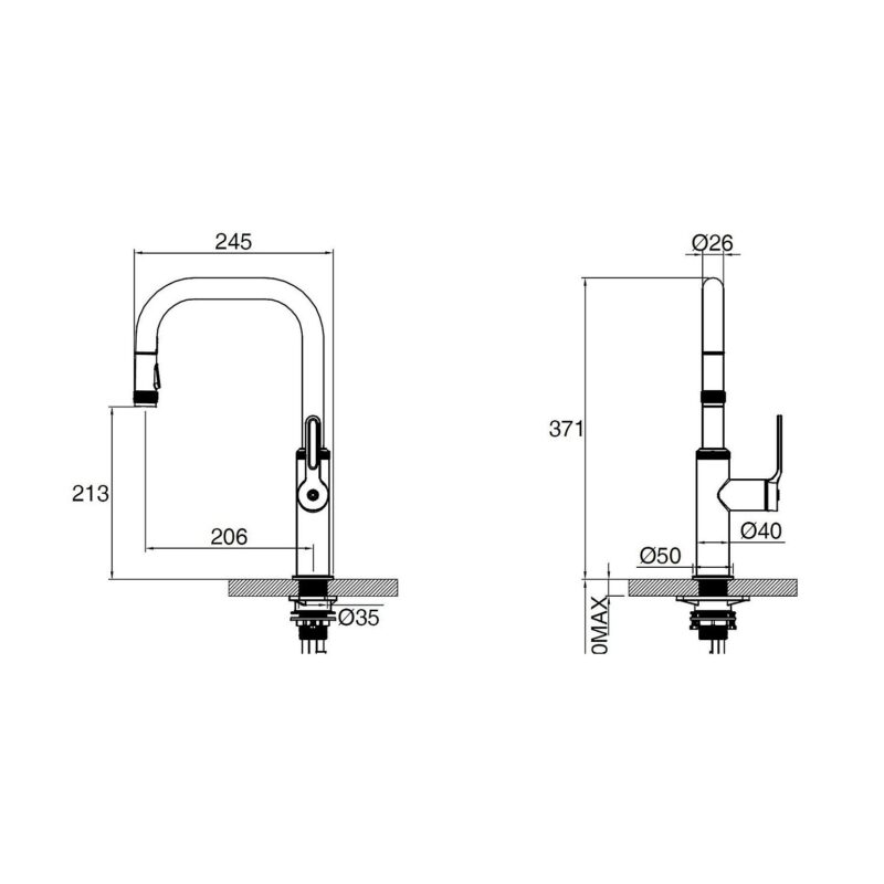 Clearwater Pioneer Kitchen Sink Mixer Tap with Pull Out Spray Brushed