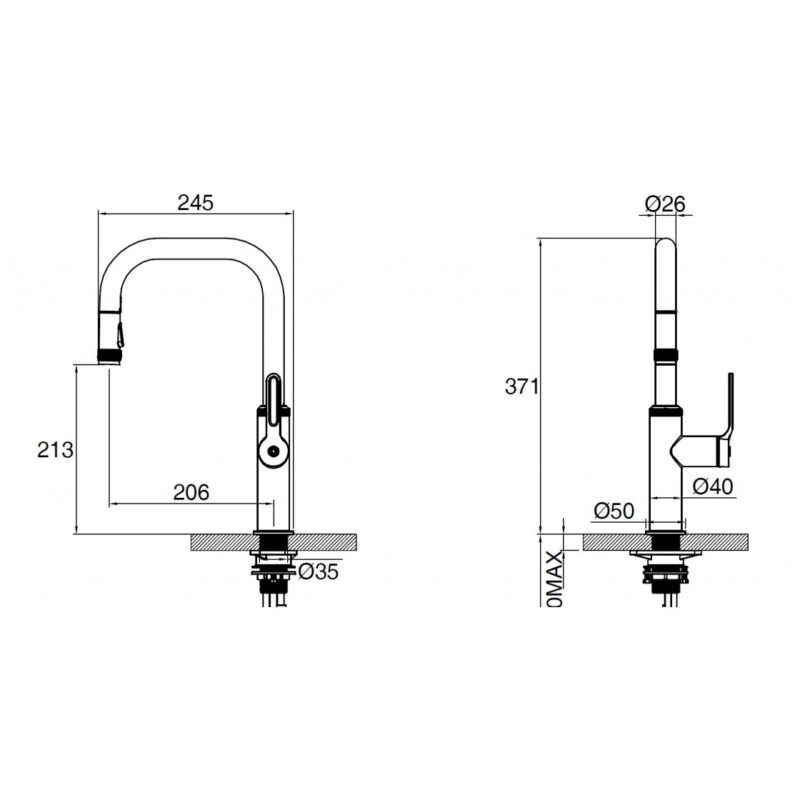 Clearwater Pioneer Kitchen Sink Mixer Tap with Pull Out Spray Matt Black