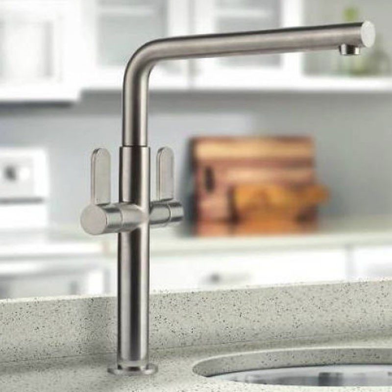 Clearwater Pulsar Twin Lever Mono Sink Mixer Brushed Nickel