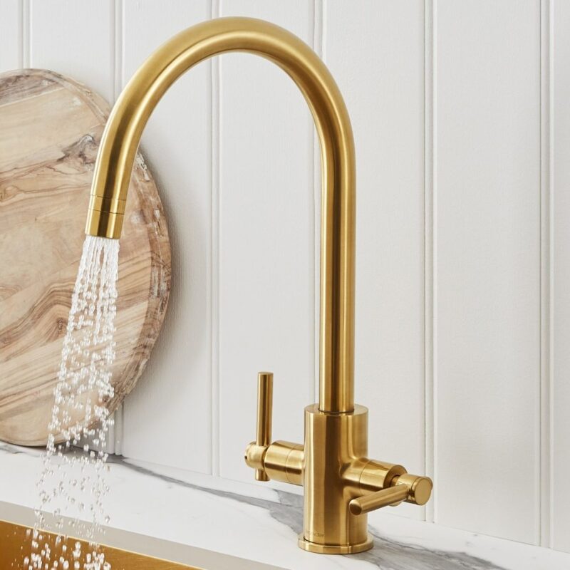 Clearwater Rococo Kitchen Sink Mixer Tap Artisan Brass