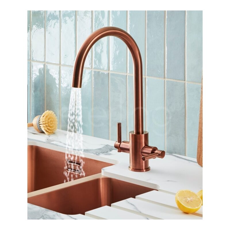 Clearwater Rococo Twin Lever Kitchen Sink Mixer Tap Regency Copper