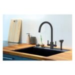 Clearwater Rococo Mono Sink Mixer with Rinse Matt Black