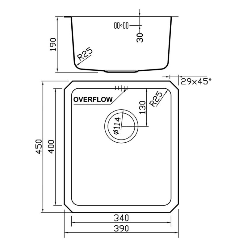 Clearwater Salsa Single Bowl 340x400mm Stainless Steel Sink