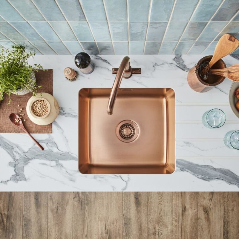 Clearwater Salsa Single Bowl 390x440mm Steel Sink Regency Copper