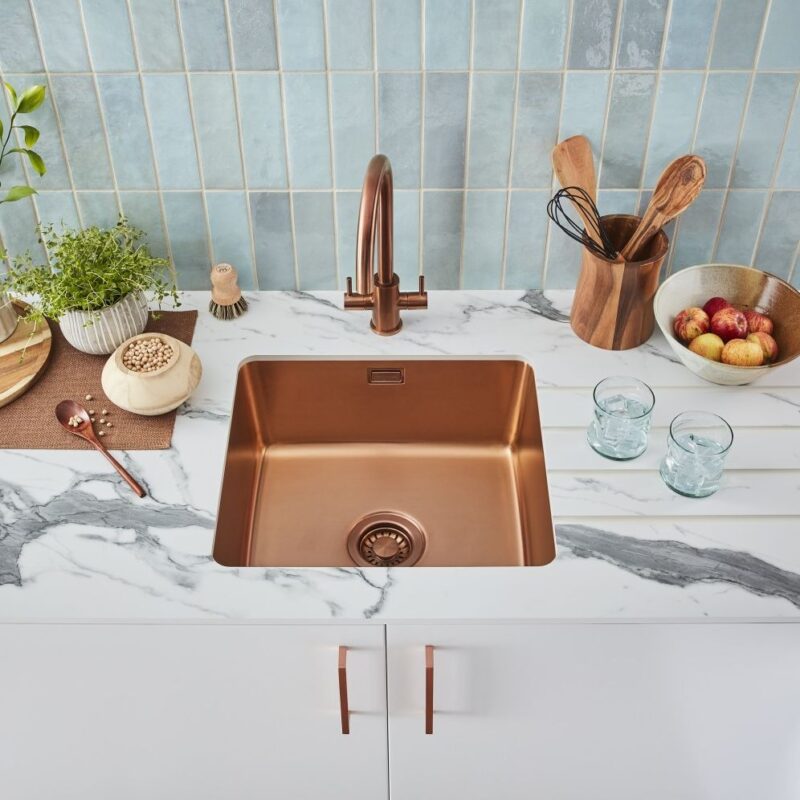 Clearwater Salsa Single Bowl 390x440mm Steel Sink Regency Copper