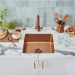 Clearwater Salsa Single Bowl 490x440mm Stainless Steel Sink, Regency Copper