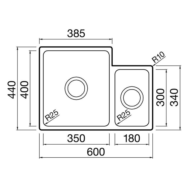 Clearwater Salsa 1.5 Bowl 600x440mm Regency Copper Undermount Sink, Left Main
