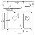 Clearwater Salsa 1.5 Bowl Undermount Sink, Left Main Bowl, 600x450mm