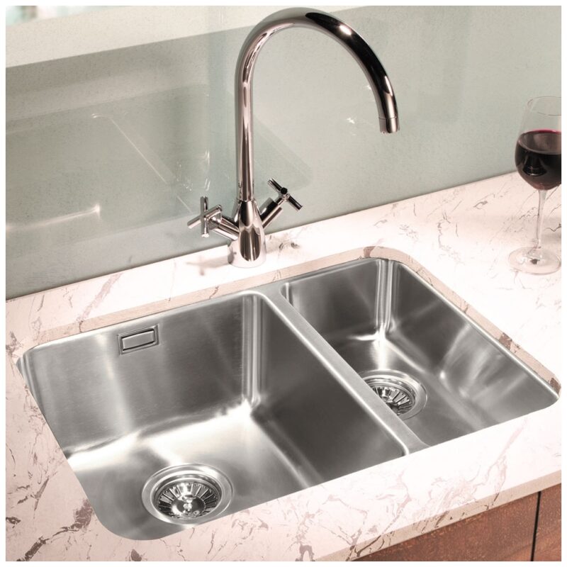Clearwater Salsa 1.5 Bowl Undermount Sink, Left Main Bowl, 600x450mm