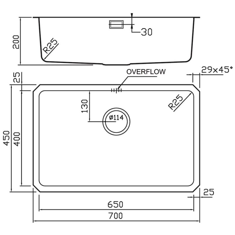 Clearwater Salsa 1 Bowl Undermount Steel Kitchen Sink 700x450mm