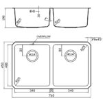 Clearwater Salsa 2 Bowl Undermount Steel Kitchen Sink 760x450mm