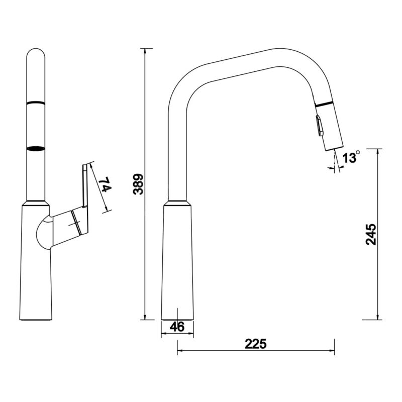 Clearwater Santor Kitchen Sink Mixer Tap with Pull-Out Matt Black