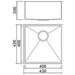 Clearwater Stark 1 Bowl Undermount Steel Kitchen Sink 430x430mm