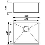 Clearwater Stark 1 Bowl Undermount Steel Kitchen Sink 490x440mm