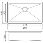 Clearwater Stark Smart 1 Bowl Undermount Steel Kitchen Sink 800x490mm