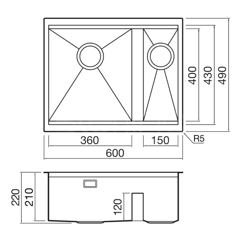 Clearwater Stark Smart 1.5 Bowl 600x490mm Stainless Steel Sink